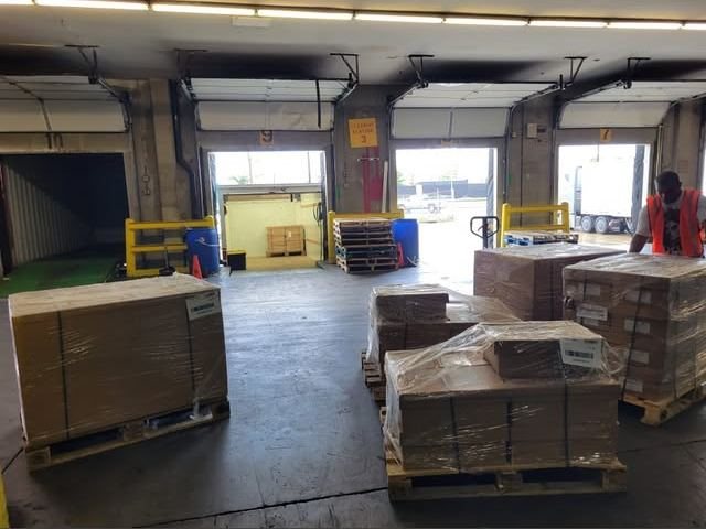 Pallets staged on a crossdock floor